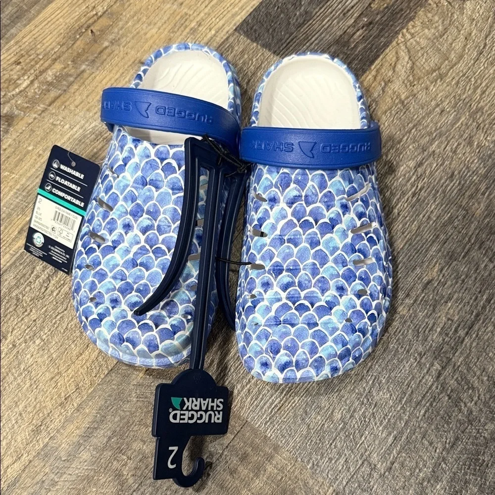 Rugged Shark Kids Blue Mermaid Slippers